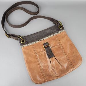The Sak Womens Crossbody Bag Adjustable Strap Lined Zip Closure Leather Brown